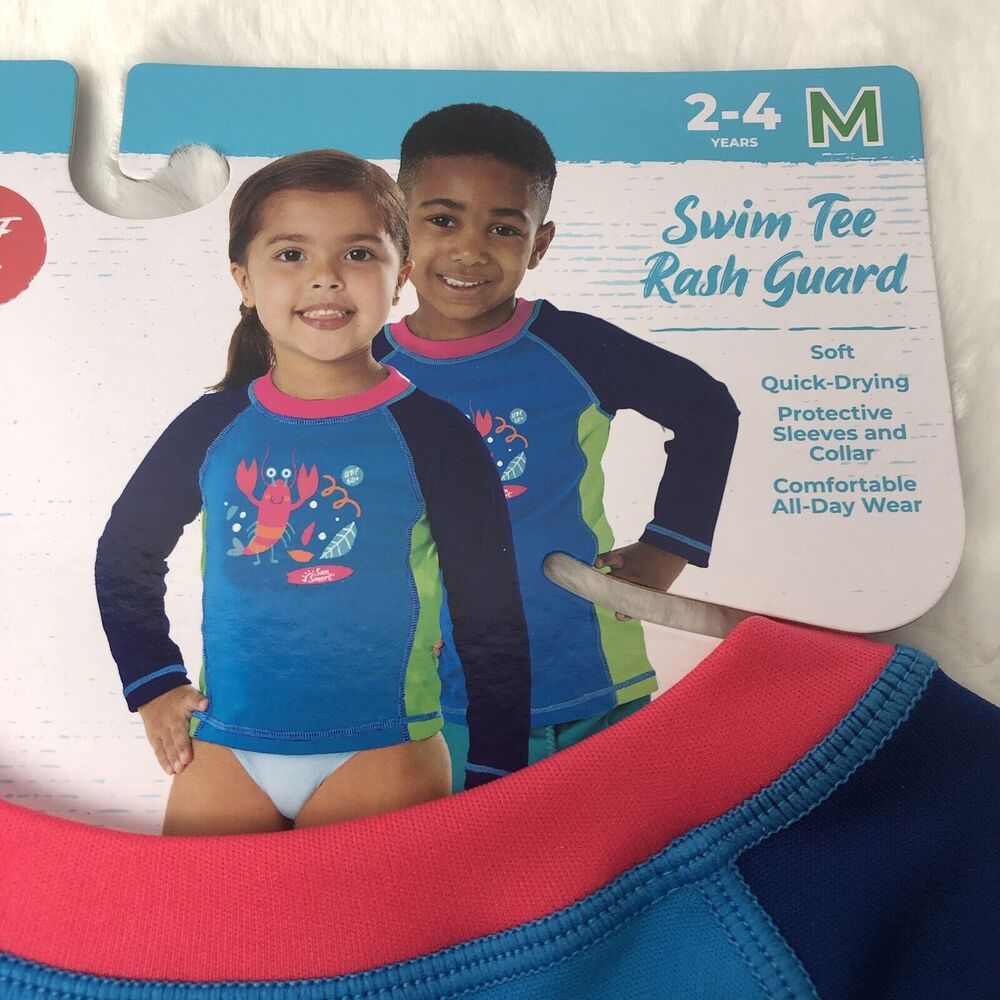 Toddler Rash Guard Medium 4-5 Years Swim Tee Sun Smart UPF 50 Quick Dry - Picture 3 of 4